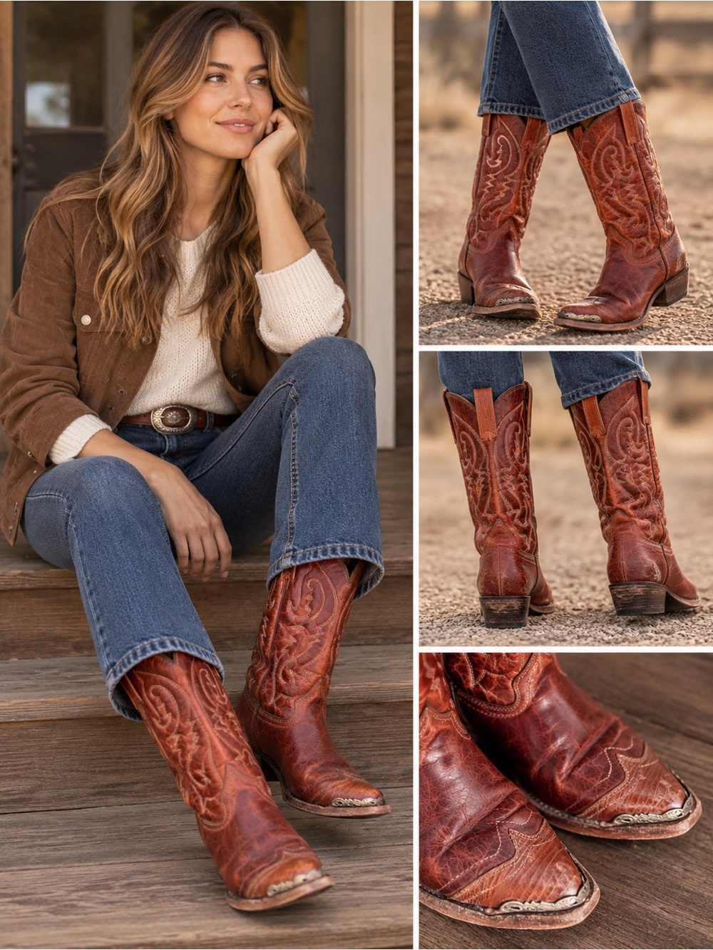 Vintage Boulet Women’s Cowgirl Boots Caiman Belly Leather Metallic Toe Rands 6.5
